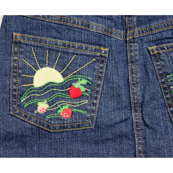 2007 Gymboree Strawberry Farm Denim sz 8 Skorts Embroidered Pockets Sun Fields - Picture 4 of 7